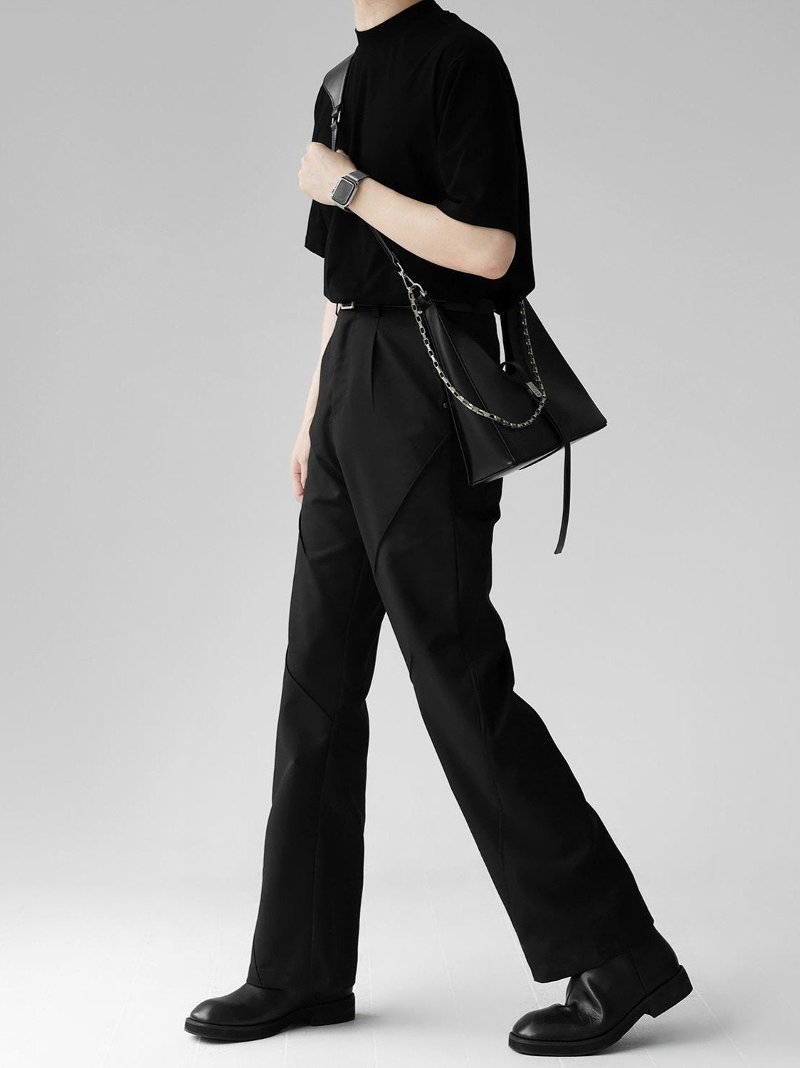 black micro-flared trousers gm15391