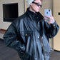 high neck leather jacket gm15578