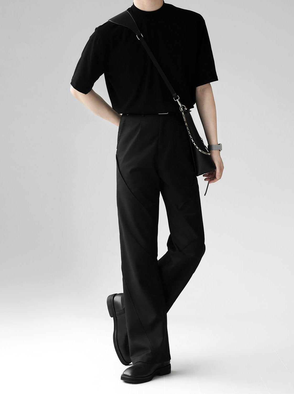 black micro-flared trousers gm15391