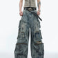 Distressed multi-pocket design denim gm15302