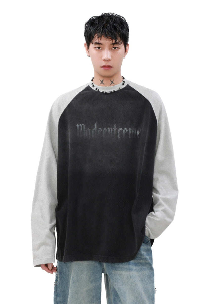 washed raglan sleeve long T-shirt gm16359