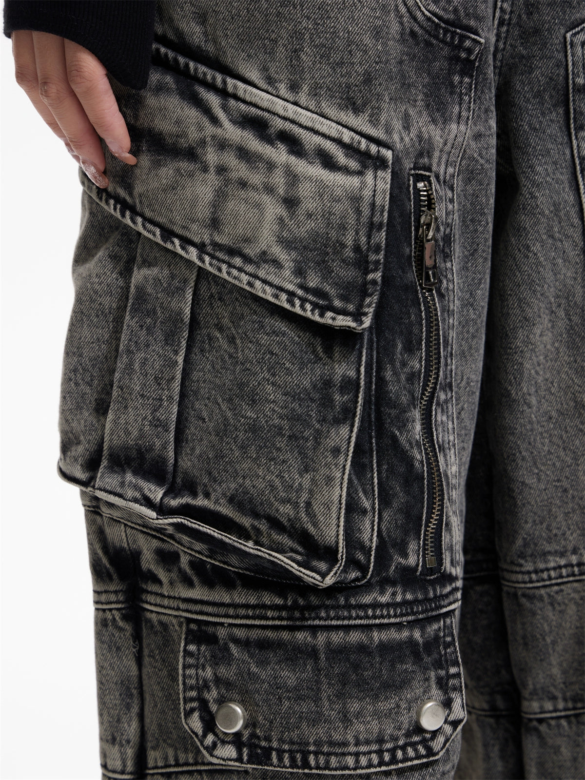 multi pocket washed denim pants gm16012