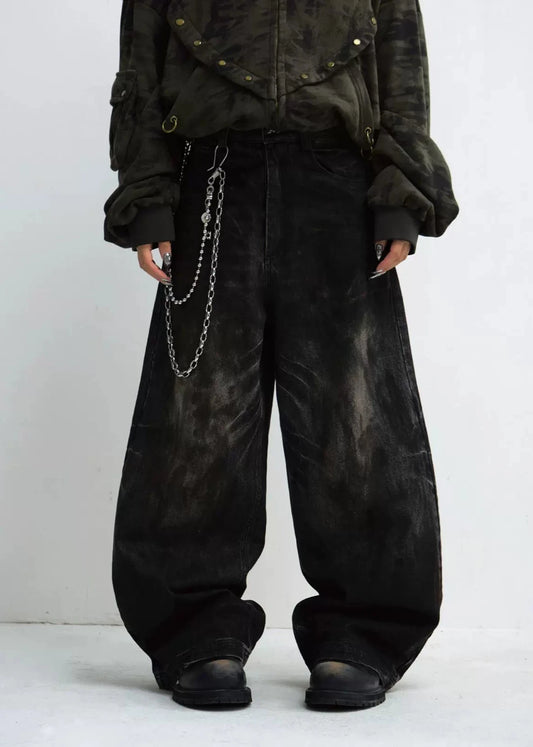 dark black wide denim pants gm16048