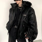 fur hooded leather jacket gm16329
