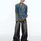 Heavy retro distressed wide-leg loose denim gm15308