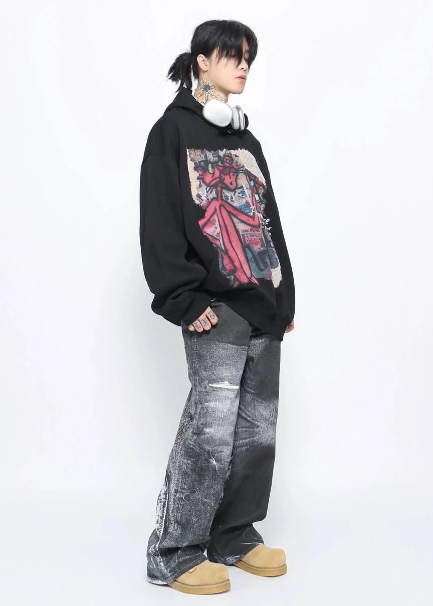 cartoon graffiti print hoodie gm16130