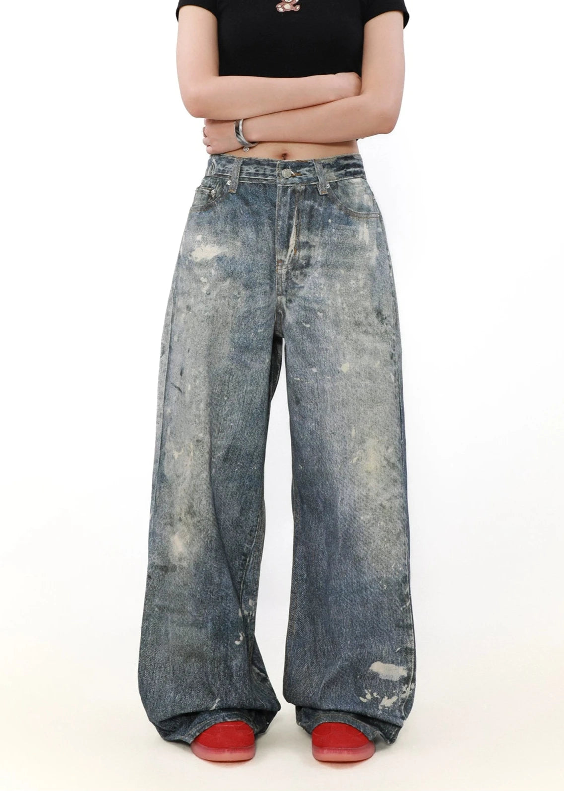 street washed ink stained denim gm16068