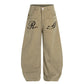 Washed Script Embroidery Wide Leg Cargo Pants gm16618