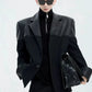 splicing design leather denim gm15404