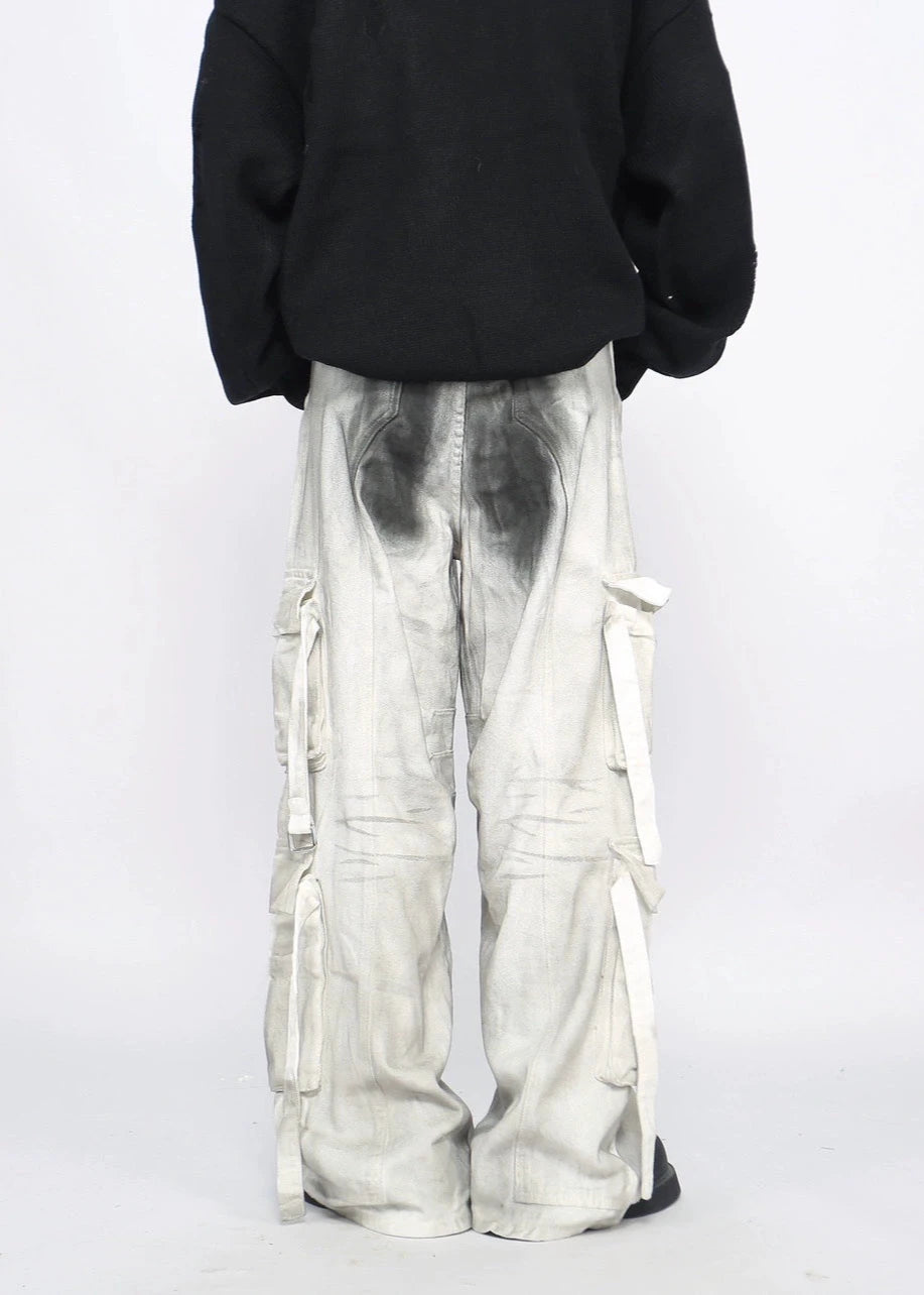 street dirty white cargo pants gm16118