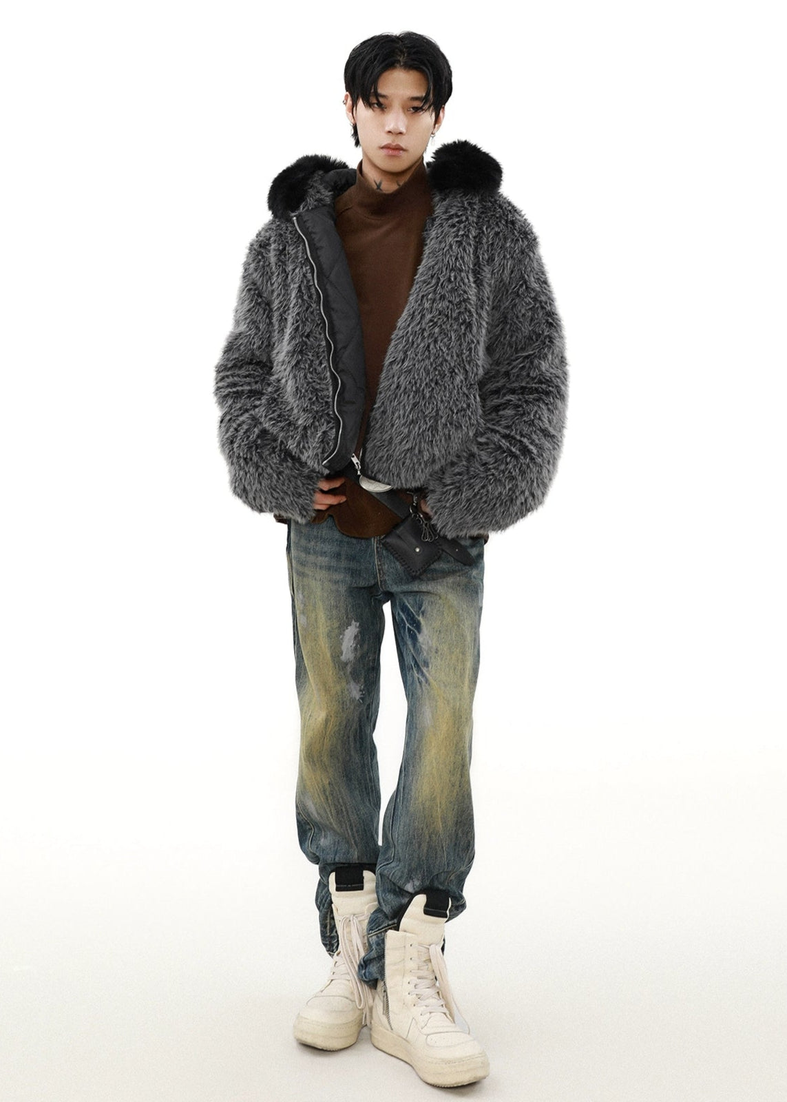 trend gray fur jacket gm16366