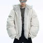 fur collar spliced hooded  jacket gm16180