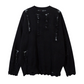 hem ripped round neck sweater gm16247