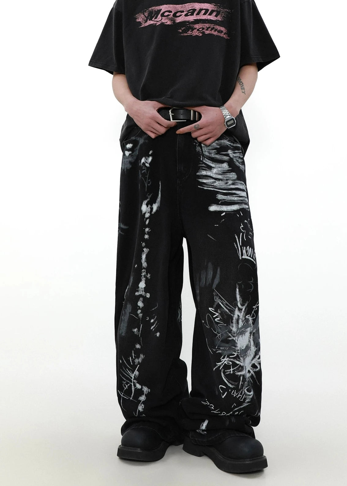 graffiti black denim gm16077