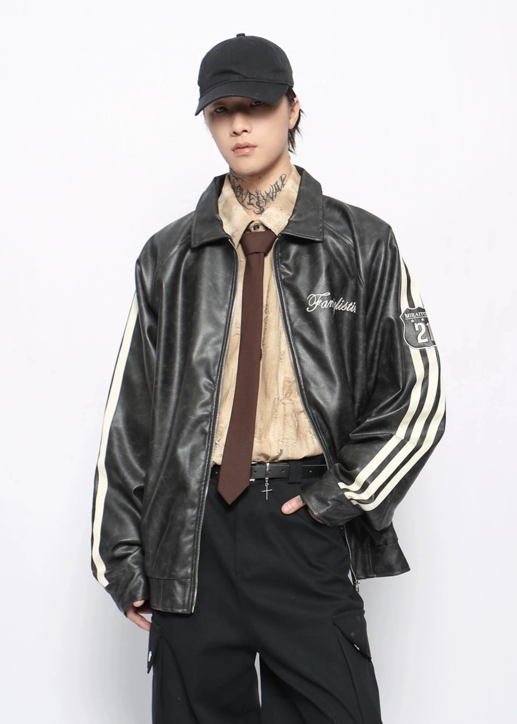 three line leather jacket gm16139