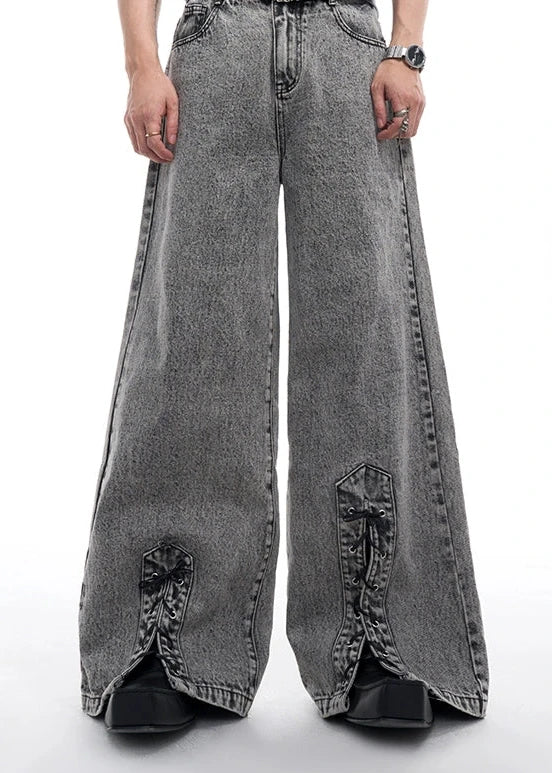 wide-leg flared dnim pants gm15906