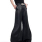 black satin scimitar wide leg pants gm15893