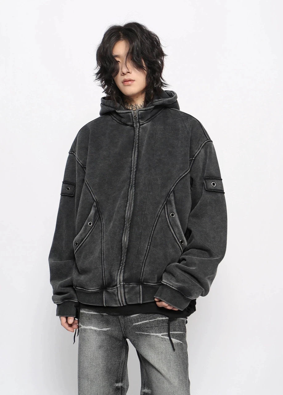 washed velvet hoodie gm16347