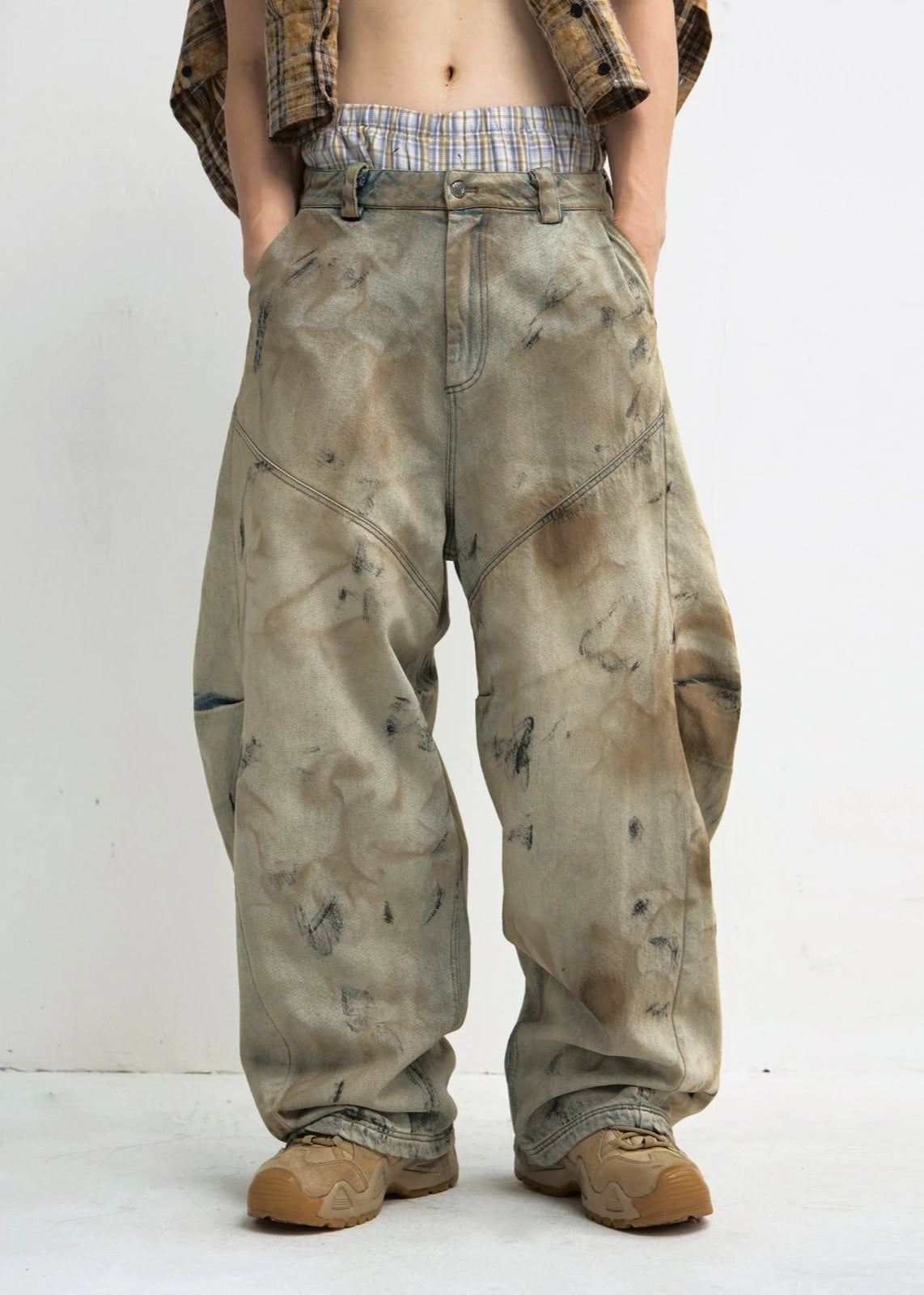 yellow washed wide pants gm16042