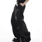 leather splicing design casual straight trousers gm15310