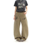 Washed Script Embroidery Wide Leg Cargo Pants gm16618