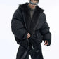 fur collar spliced hooded  jacket gm16180