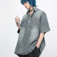 retro washed denim short-sleeved shirt gm15340