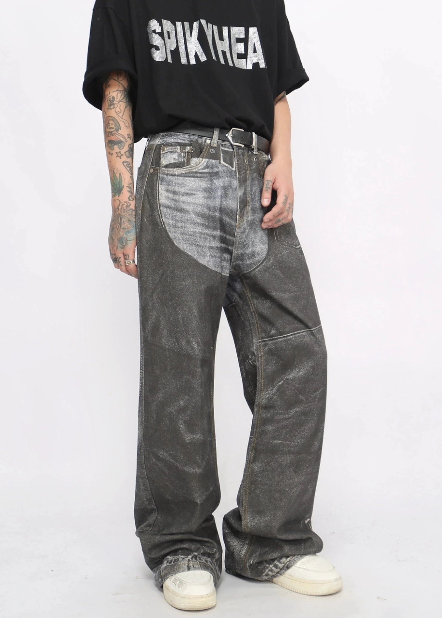 two color denim pants gm15843