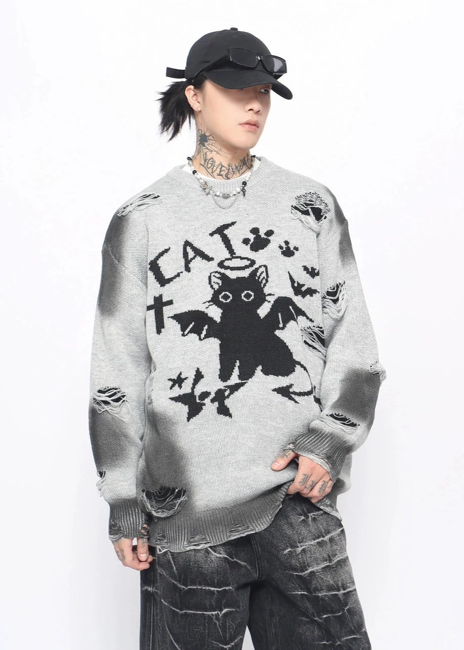 street devil cat hole sweater gm16127