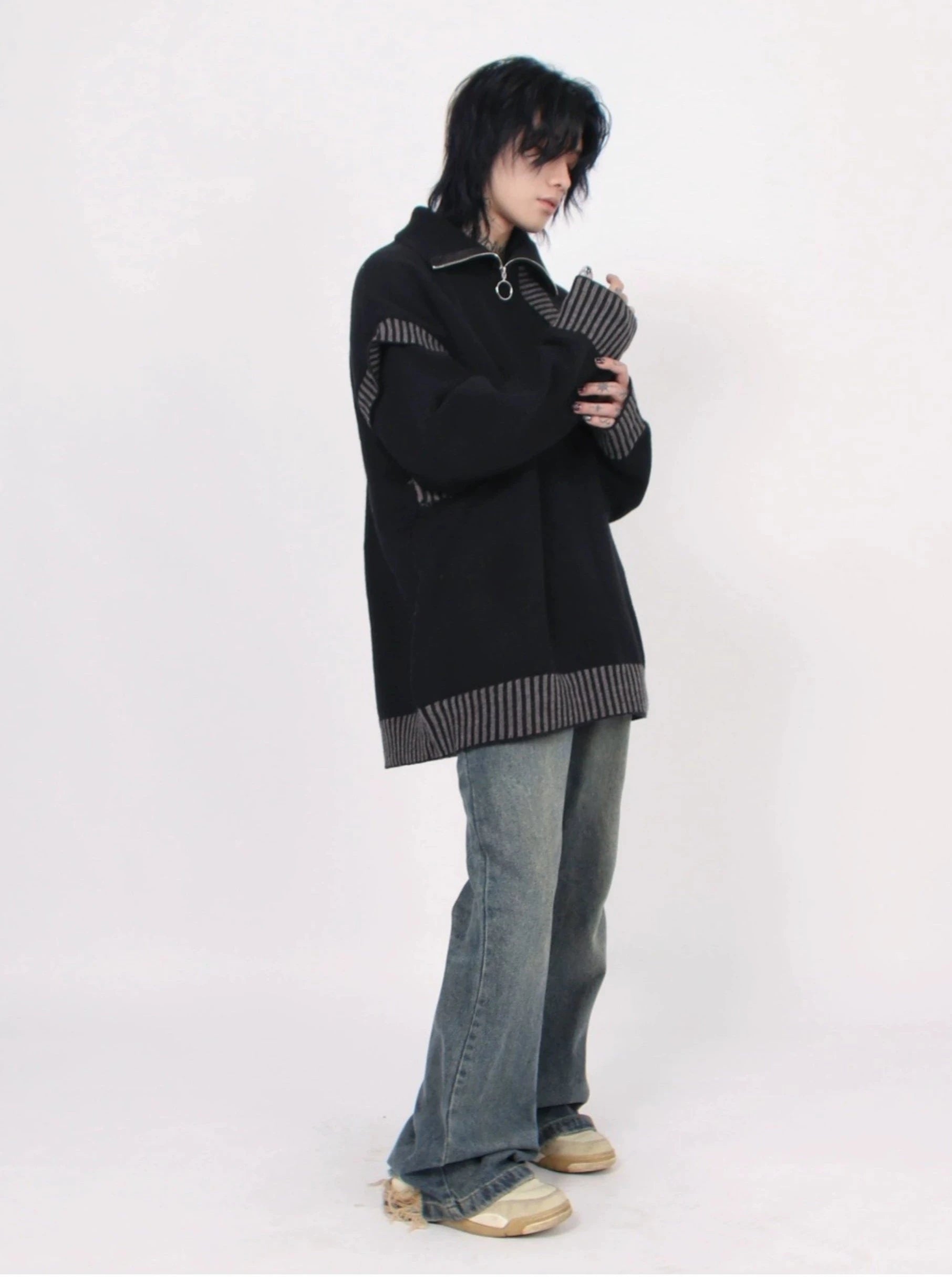 half-zip lapel sweater gm15334