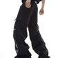 leather splicing design casual straight trousers gm15310