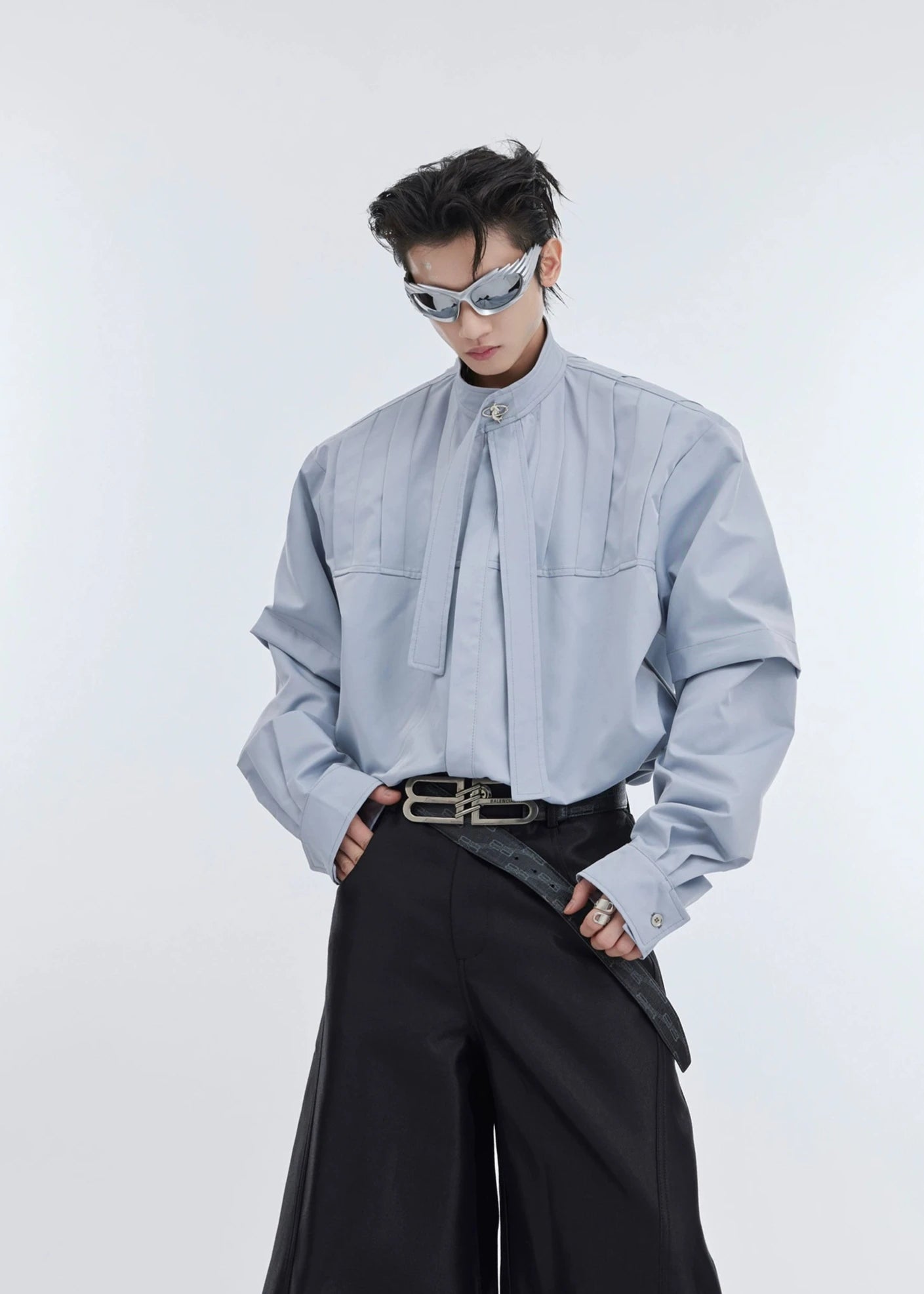 pleated long-sleeved shirt gm15348