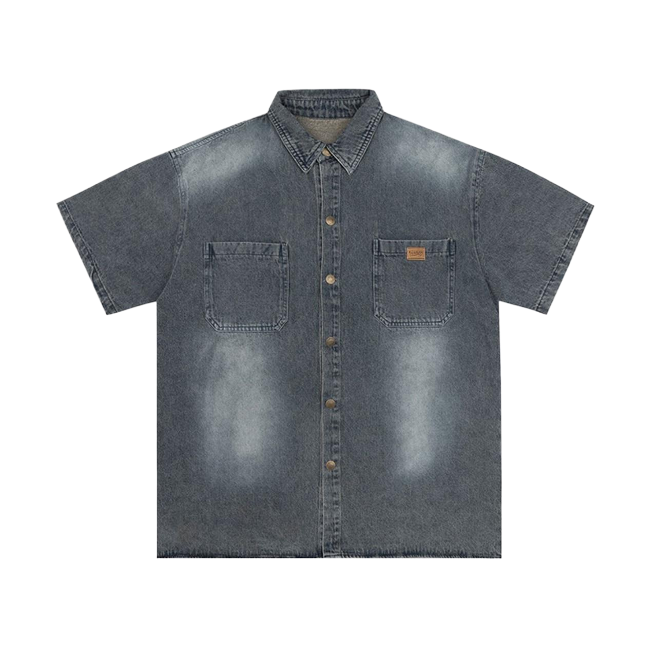 retro washed denim short-sleeved shirt  gm15340