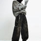 dark black wide denim pants gm16048