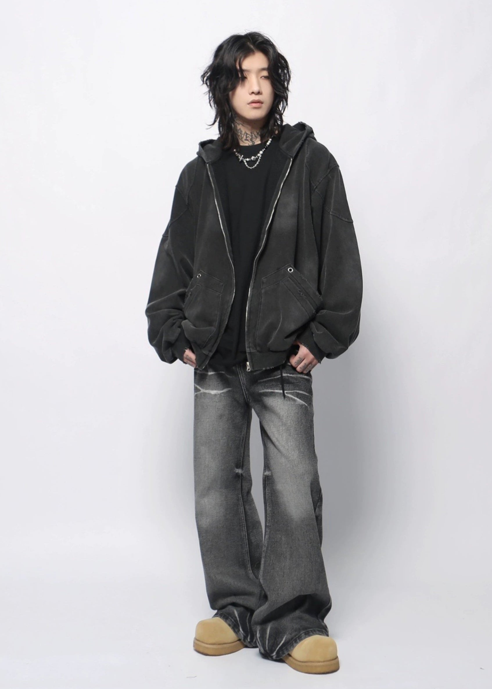 black washed hoodie gm16398