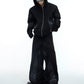 leather splicing plus velvet hoodie gm15989