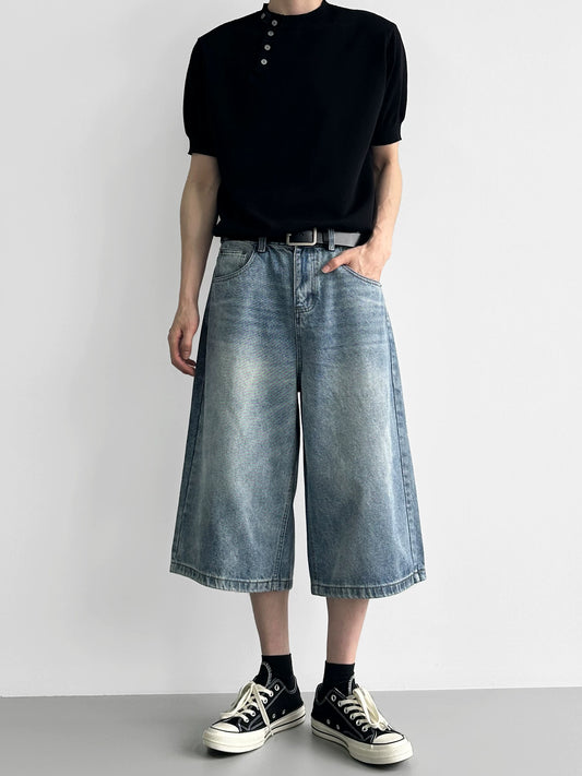 A-Line Wide Leg Cropped Denim gm16632
