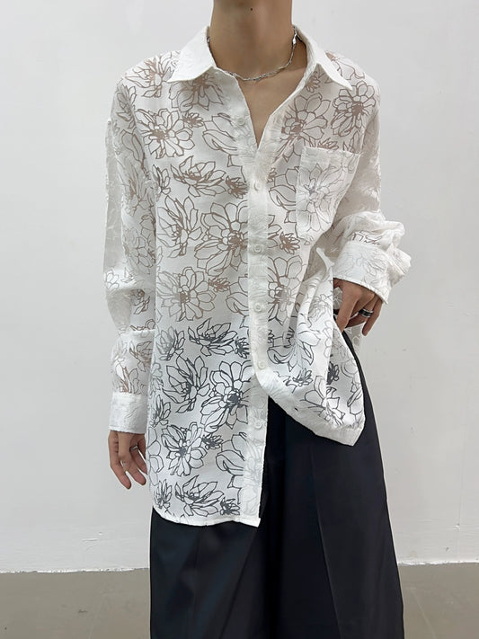 flower luxury see-through shirt gm15171