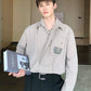 metal design loose long-sleeved shirt gm15584