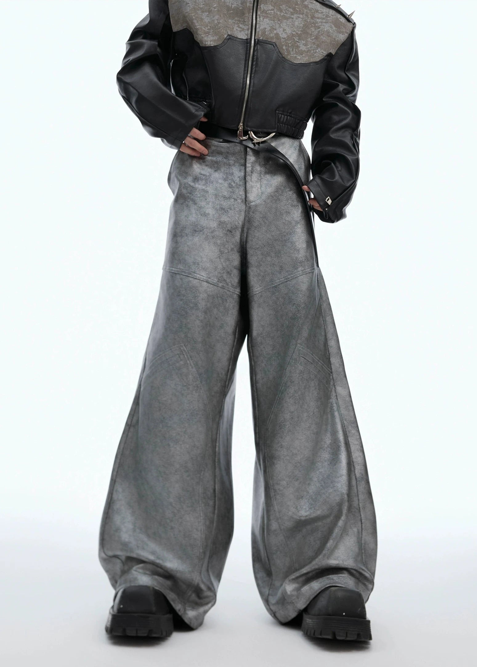 silver leather pants gm15936