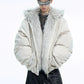 fur collar spliced hooded  jacket gm16180