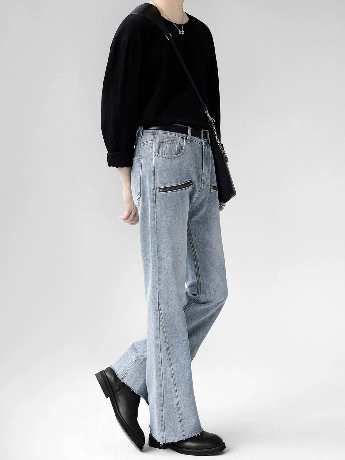 slightly flared pocket trousers gm15401