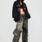 washed zip belt denim pants gm16017