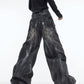 Heavy retro distressed wide-leg loose denim gm15308