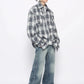 blue plaid long-sleeved shirt gm16219