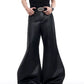 black satin scimitar wide leg pants gm15893