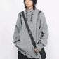 hem ripped round neck sweater gm16247