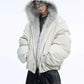 fur collar spliced hooded  jacket gm16180
