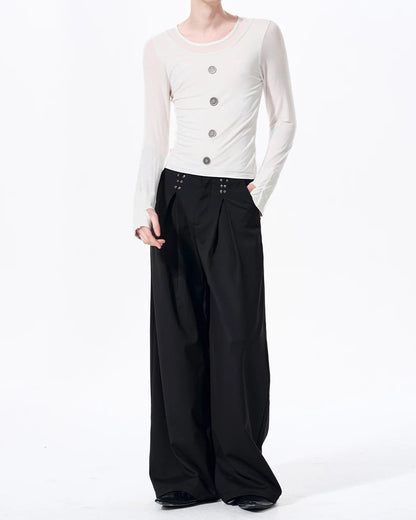 Eyelet Hardware Peaked Lapel Pants gm16403