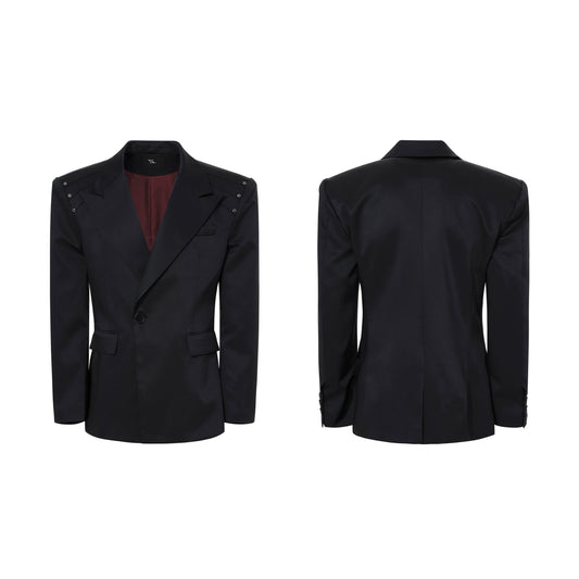 Eyelet Hardware Peaked Lapel Jacket gm16404